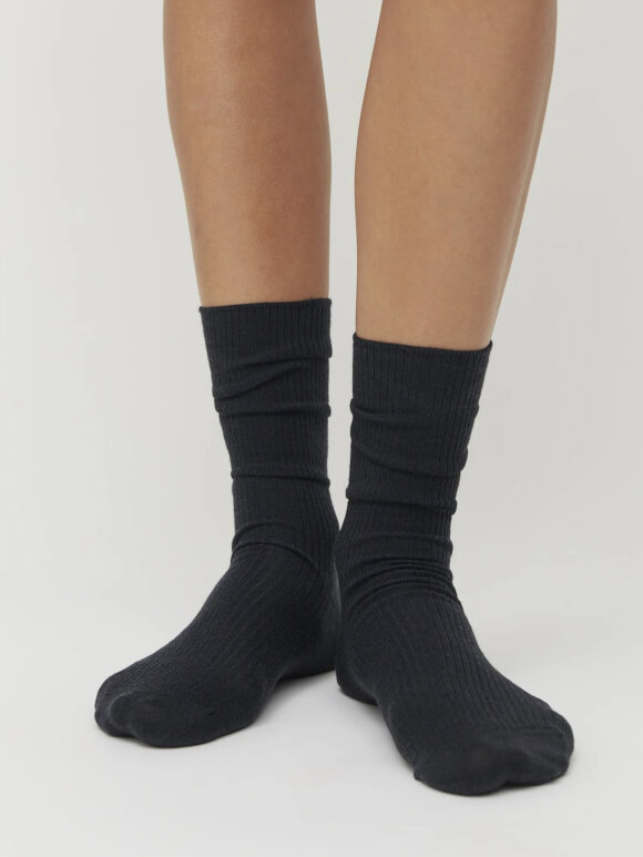 AIAYU - Wool rib socks - black