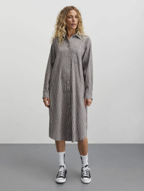 Mads Nørgaard - Crinckle pop nulle skjorte kjole - coffee/cloud stripes